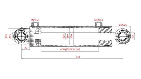 HYDRAULIC POWER STEERING CYLINDER FIAT-NEW HOLLAND 5126941, 5131098, 5137121, 5140208