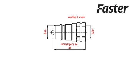 HITRA SPOJKA TRACTOR MOŠKA 3/8 Faster
