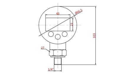 DIGITÁLNY MANOMETER DN63 VERTICAL 0 - 600 BAR - 1/4