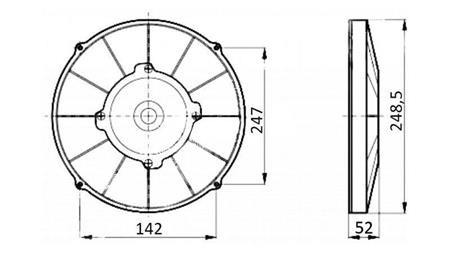 VENTILATOR AKSIJALNI 255mm POTISNI 12V