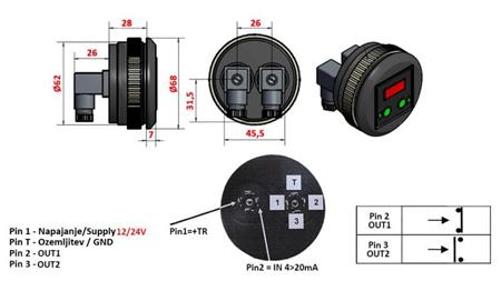 INTERUPTEUR DE PRESSION ÉLECTRONIQUE AVEC MANOMÈTRE KD59 0-400 BAR