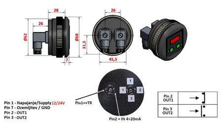 ELEKTRONSKO TLAČNO STIKALO Z MANOMETROM KD59 0-400 BAR
