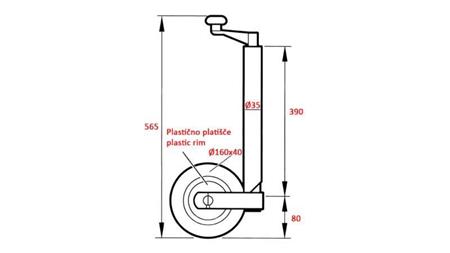 NOGA WSPOROWA Z KÓŁKIEM DO PRZYCZEP 35mm 75 kg