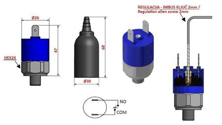 PRESSOSTATO IDRAULICO K4 - NO  5-50 BAR (MAX.200BAR)