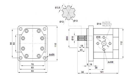 HYDRAULICKÉ ČERPADLO NSZ 16 - 6 ZOB 16 CC PRAVÉ