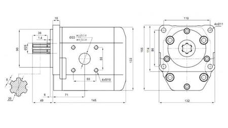 HYDRAULIC PUMP NSZ 50 - 6 TOOTH 50 CC RIGHT