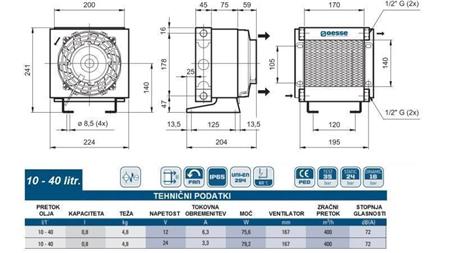 RADIATORE DELL'OLIO DC 24V HY01004 10-40 LIT