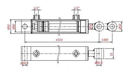 HYDRAULIKZYLINDER FÜR ABSCHLEPPDIENST - HOLE 80/50-4300