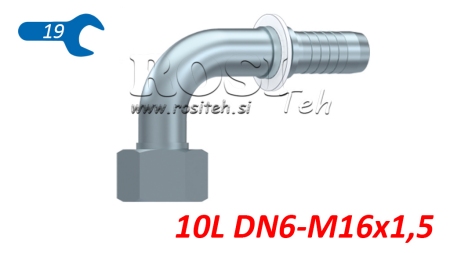HIDRAVLIČNI PRIKLJUČEK DKOL 10 L ŽENSKI KOLENO 90 DN6-M16x1,5