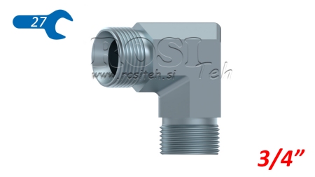 HIDRAULIČNO KOLJENO 90° BSP KRATKO OKRETNA MATICA–MUŠKI 1/4