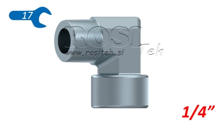 HYDRAULISCHER ANSCHLUSS KNIE 90° MÄNNLICH-WEIBLICH 1/4