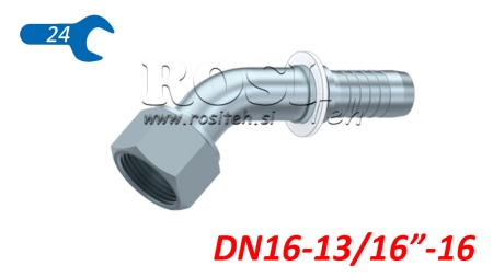 HYDRAULISCHER ANSCHLUSS DKORFS WEIBLICH KNIE 45° DN16-13/16