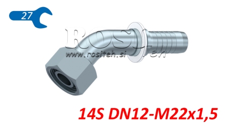 HYDRAULIC FITTING DKOS 14 S FEMALE ELBOW 45 DN12-M22X1.5