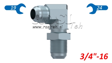 HYDRAULISCHE DOPPELSCHRAUBE AGJ JIC74°- 90°KNIE 3/4