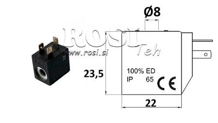 ELEKTROMAGNET SPULE 12VDC FÜR VENTIL - fi 8mm-23,5mm 2,8W