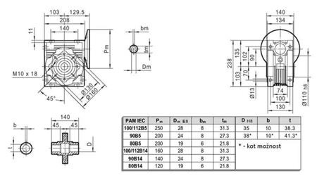 PMRV-90 GEAR BOX FOR ELECTRIC MOTOR MS100 (2,2-3-4kW) RATIO 20:1