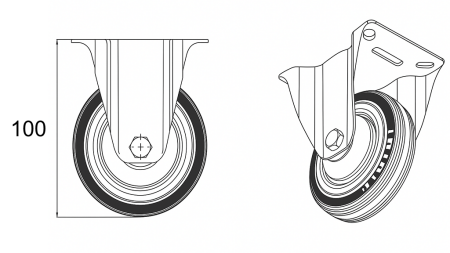 WHEEL 75mm WITH FIXED BASE