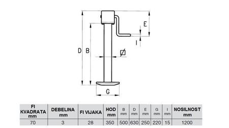 GAMBA DI SUPPORTO FILETTATA350MM - 1200KG