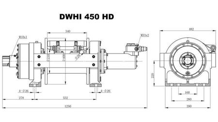 HYDRAULISCHE SEILWINDE DWHI 450 HD - 20000 kg