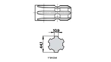 ZAPFWELLEN ANSATZ MIT FLANSCH 1 3/4 L120