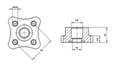 4 HOLE FLANGE 1/2 Dia.40