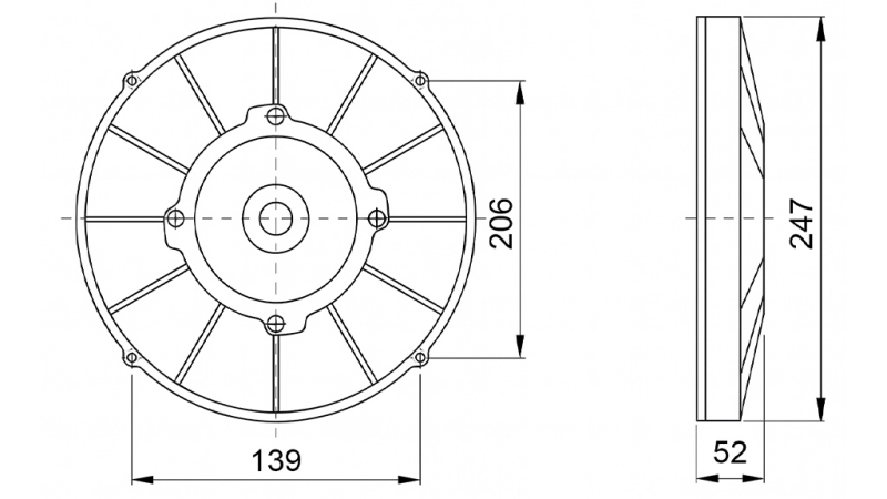 VENTILADOR AXIAL 225MM SUCCIÓN 12V