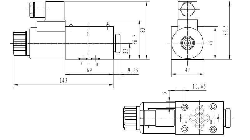 HIDRAULIKUS ELEKTRO MÁGNESES SZELEP KV-4/2 CETOP 3 12/24/230V 3B