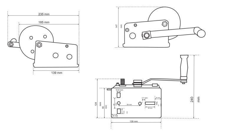 MANUAL HAND WINCH DWK 12 - 540 kg - ROPE