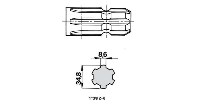 ZAPFWELLEN ANSATZ 1”3/8 - LOCH fi40mm