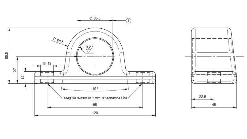 SUPPORT FOR TELESCOPIC CYLINDERS Dia.35