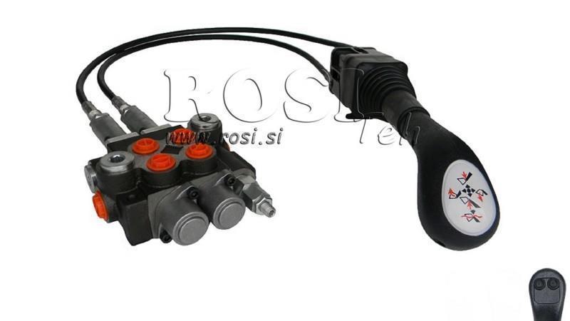 JOYSTICK 2x TLAČÍTKO S KLADKOU 2,5 m A HYDRAULICKÝM VENTILEM 2xP40 l.