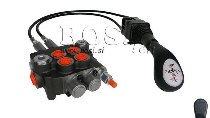 JOYSTICK BEZ TLAČÍTKA S KLADKOU 1.5 m A HYDRAULICKÝM VENTILEM 2xP80 l.