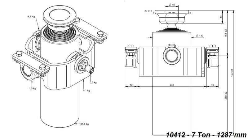 TELESKOPSKI CILINDER COMPACT 5 STOPENJ 1287mm x125 -KROGLA